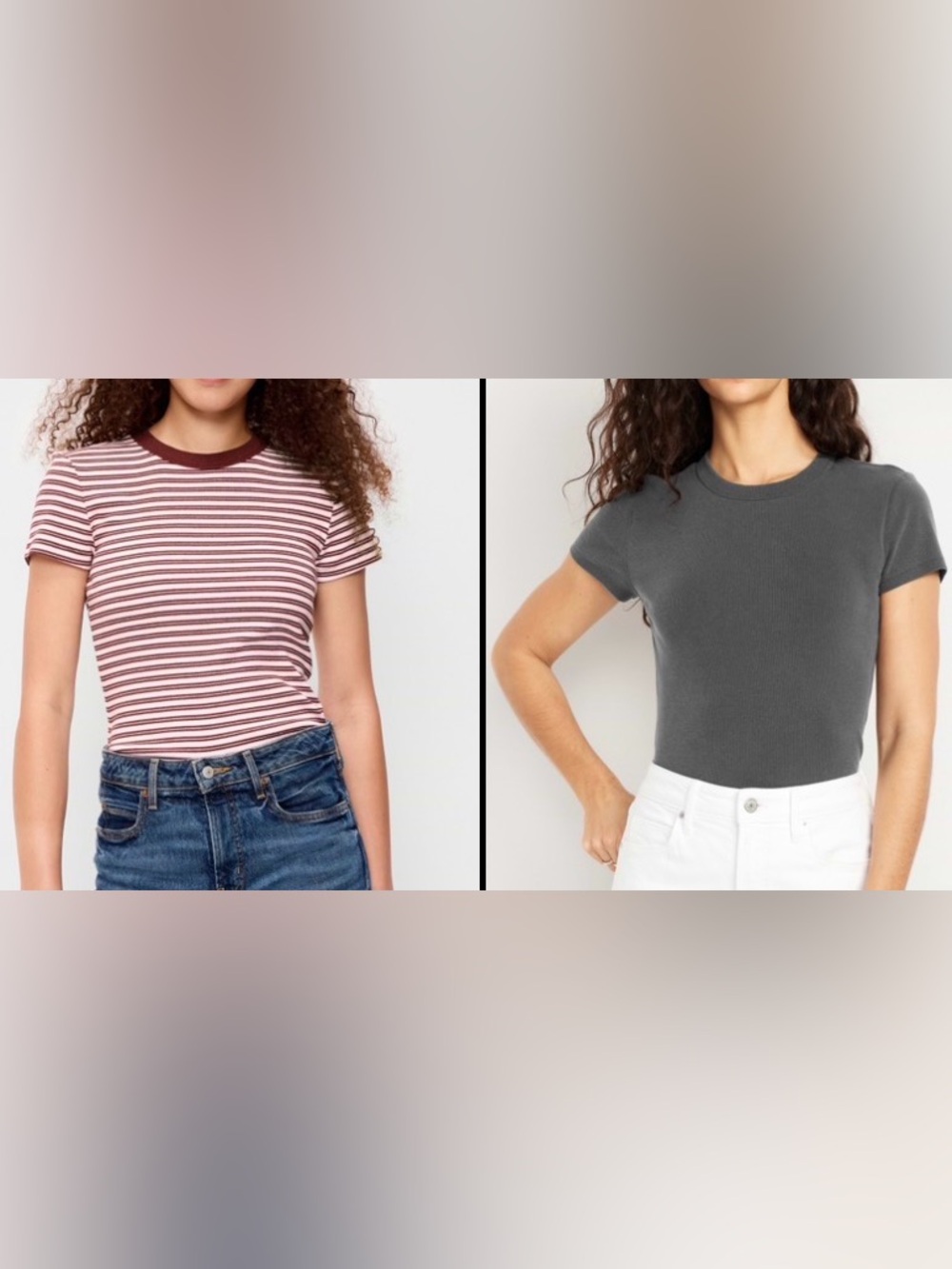 NWOT Old Navy Set of 2- Snug Ribbed T-Shirts - Gray Maroon Size XL